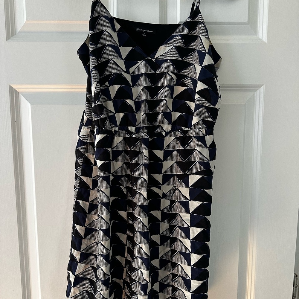 Madewell Navy and White Patterned Midi Dress